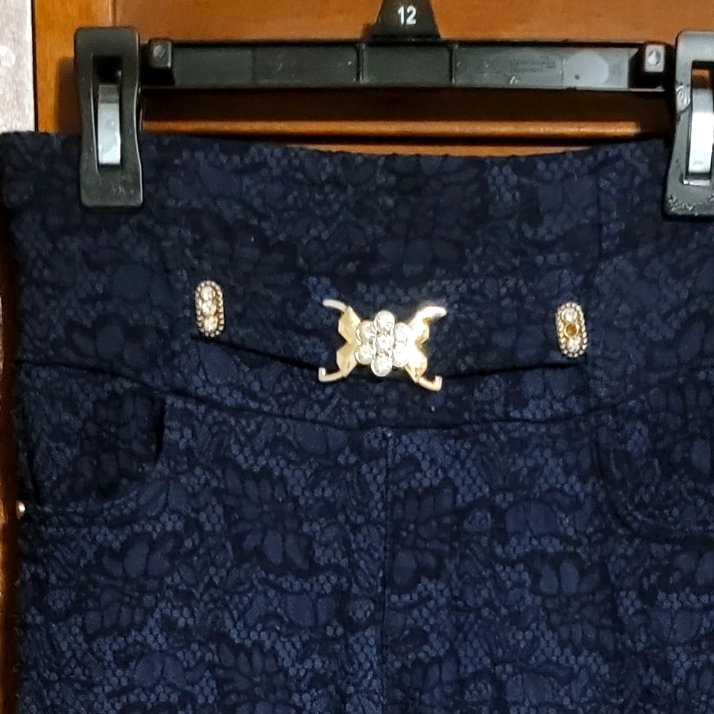 Helix Midnight Blue Lace Trousers - Picture 2 of 6